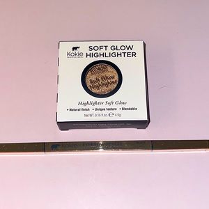 kokie Cosmetics Soft Glow Highlighter in Heavenly & eyebrow pencil in Black ➿